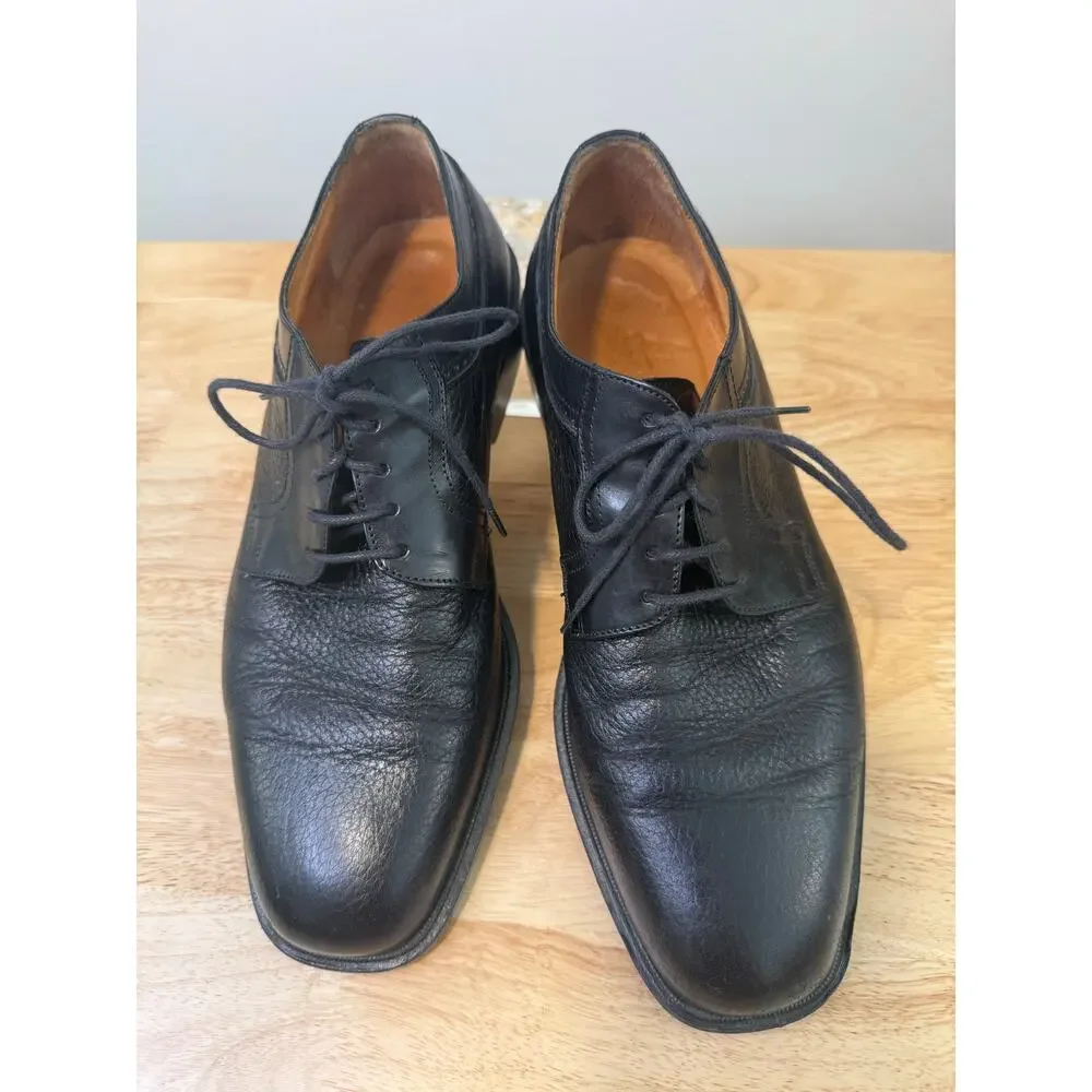 Johnston & Murphy Made in Italy Black Deerskin Leather Dress Shoes Size 8.5. JL